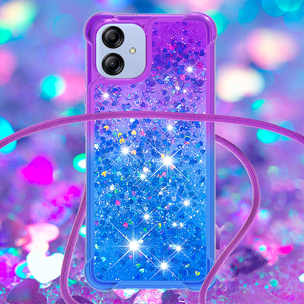 YB Quicksand Series-6 for Samsung Galaxy A04e 4G F04 4G M04 4G Gradient Color Drop-proof Quicksand Phone Case Anti-fall Soft TPU Phone Cover with Lanyard YB Quicksand Series-6 for Samsung Galaxy A04e 4G F04 4G M04 4G Gradient Color Drop-proof Quicksand Phone Case Anti-fall Soft TPU Phone Cover with Lanyard
